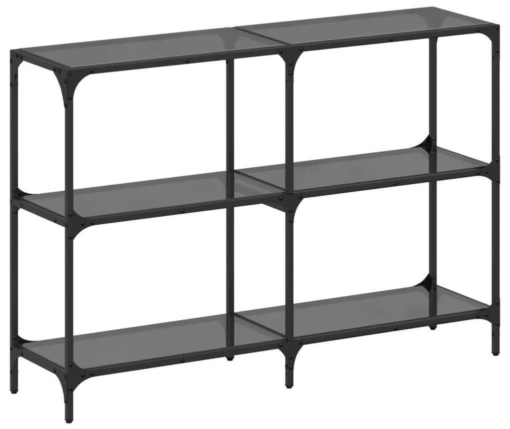 acél tálalóasztal fekete üveglappal 118,5 x 30 x 81 cm