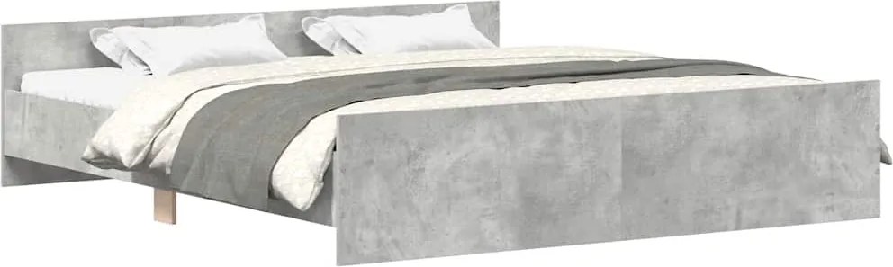 vidaXL betonszürke ágykeret fej- és lábtámlával 160 x 200 cm