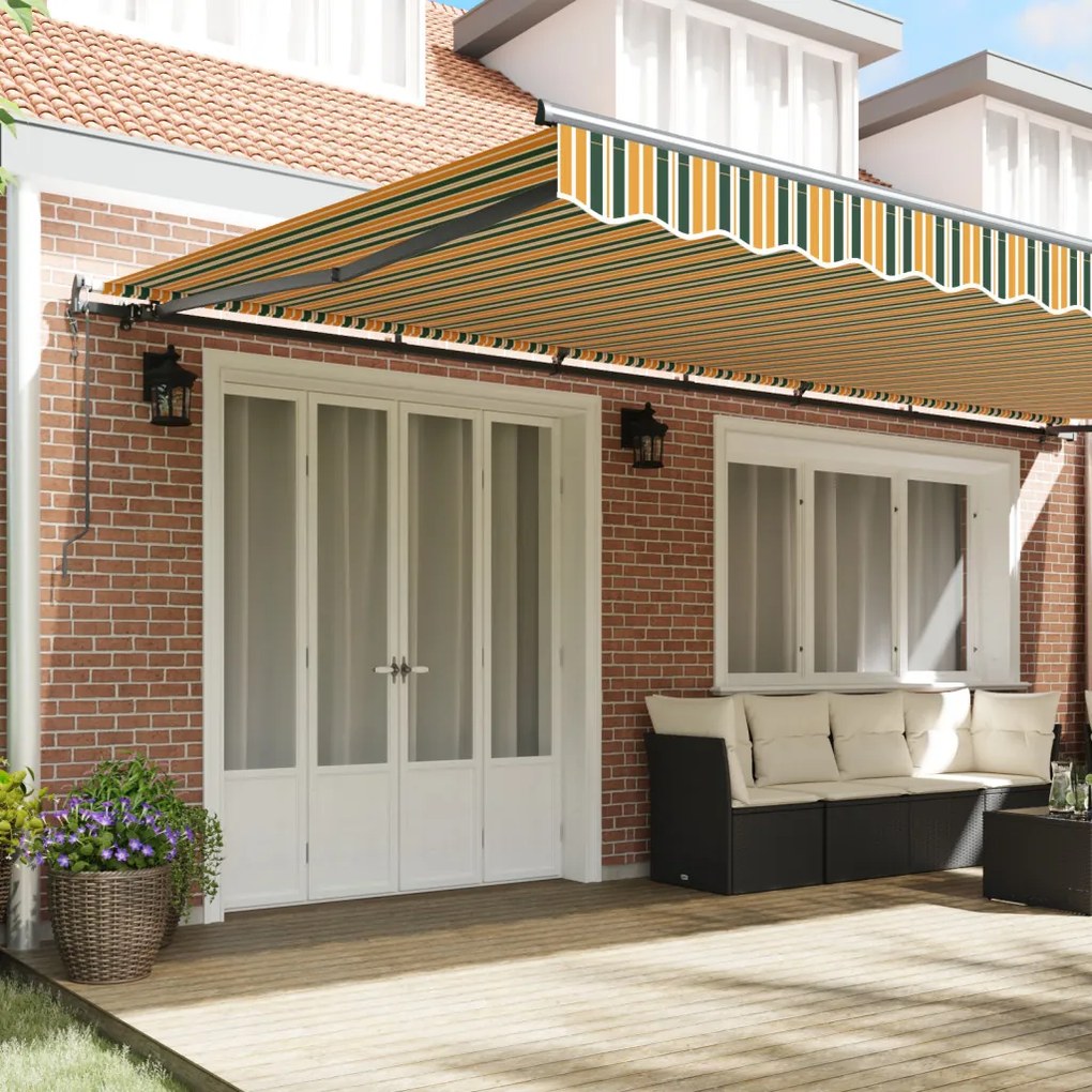 Automatikus Behúzható Napellenző Zöld és Sárga 600x300 cm