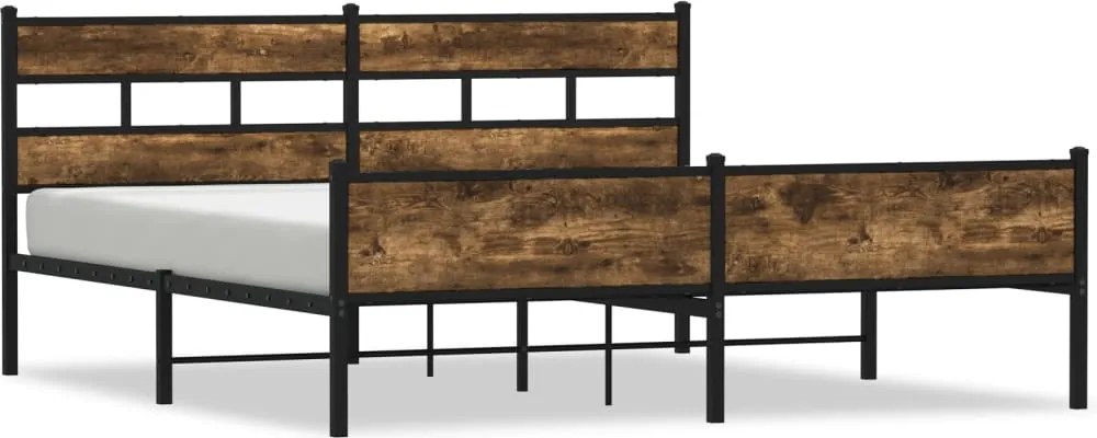 vidaXL füstös tölgy színű fém ágykeret matrac nélkül 193 x 203 cm