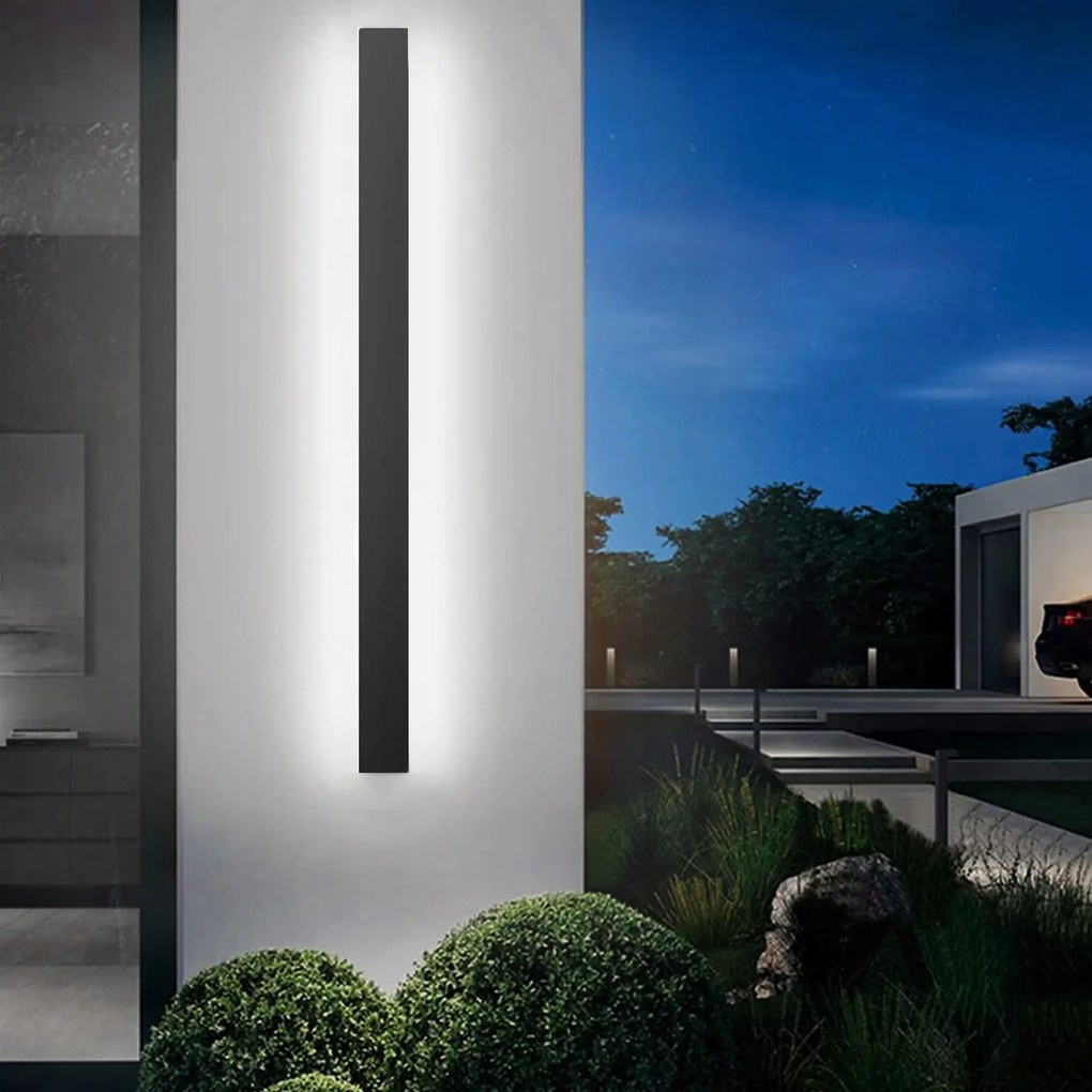 Led Fali lámpa Homlokzati lámpa IP65 beltéri/kültéri Fekete 80CM