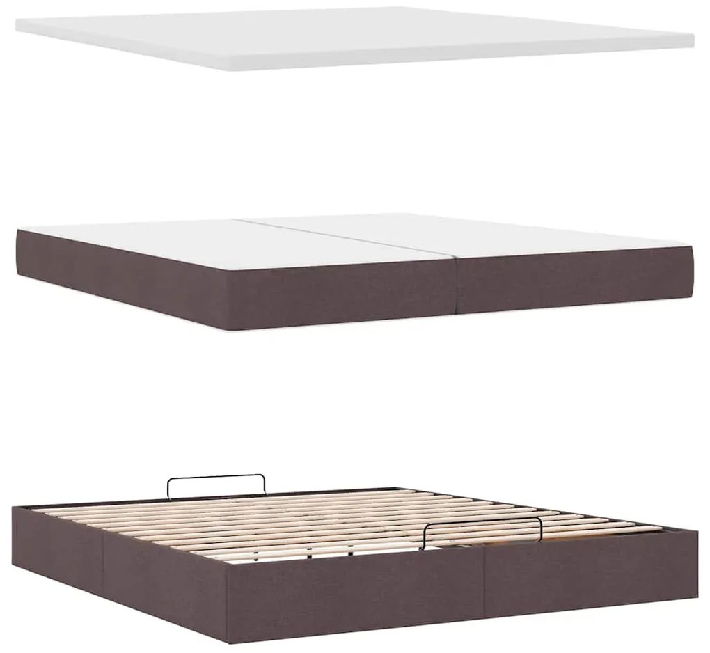 Ottomán ágykeret matraccal sötétbarna 200x200 cm szövet