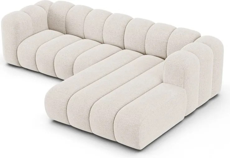 Krémszínű zsenília sarokkanapé (jobb oldali-heverő résszel) Lupine – Micadoni