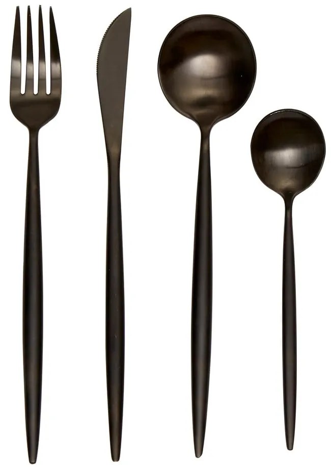 Fekete rozsdamentes acél evőeszköz készlet 16 db-os Modern retro – Premier Housewares