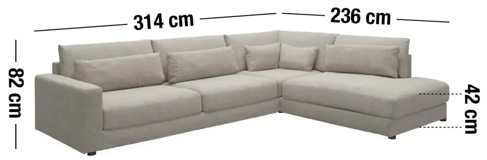 Halmstad 3 személyes sarokkanapé, jobbos