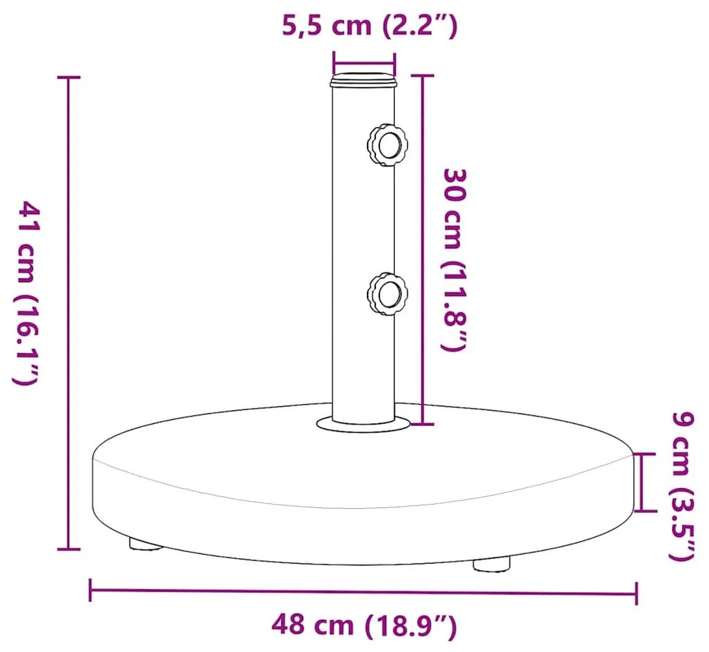 kerek napernyőtalp Ø32/38/48 mm-es rúdhoz 25 kg