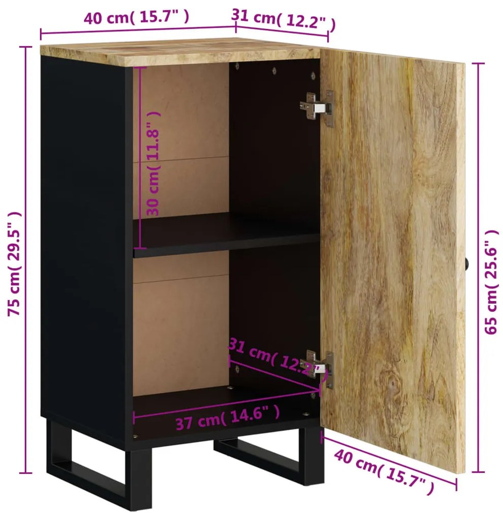 tömör mangófa tálalószekrény ajtóval 40x31x75 cm