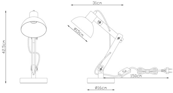 Globo 21504 - Asztali lámpa TONGARIRO 1xE27/40W/230V