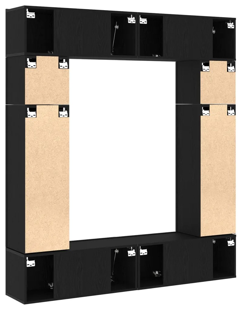 TV szekrény 8 pcs Fekete 80 x 30 x 30 cm Faanyag