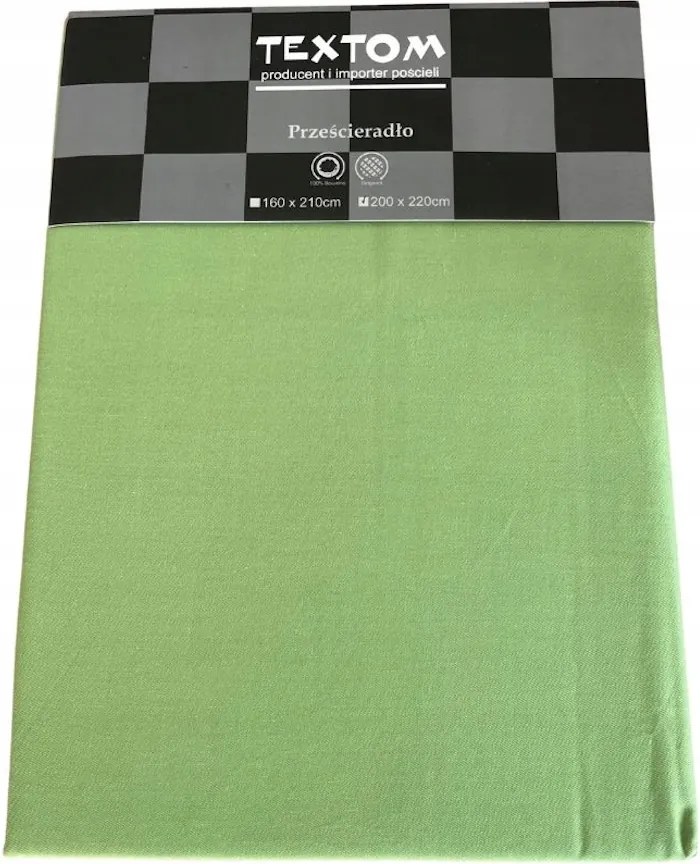 Pamut Lepedő Szatén 100% 200x220CM Sötét Zöld Gumi Nélkül