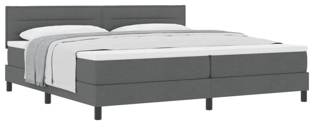 Boxspring ágy matraccal sötétszürke 200x200 cm szövet