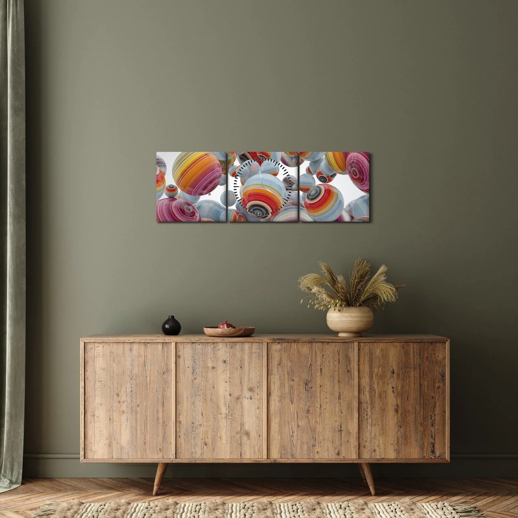 Festett gömbök képe (órával) (90x30 cm)