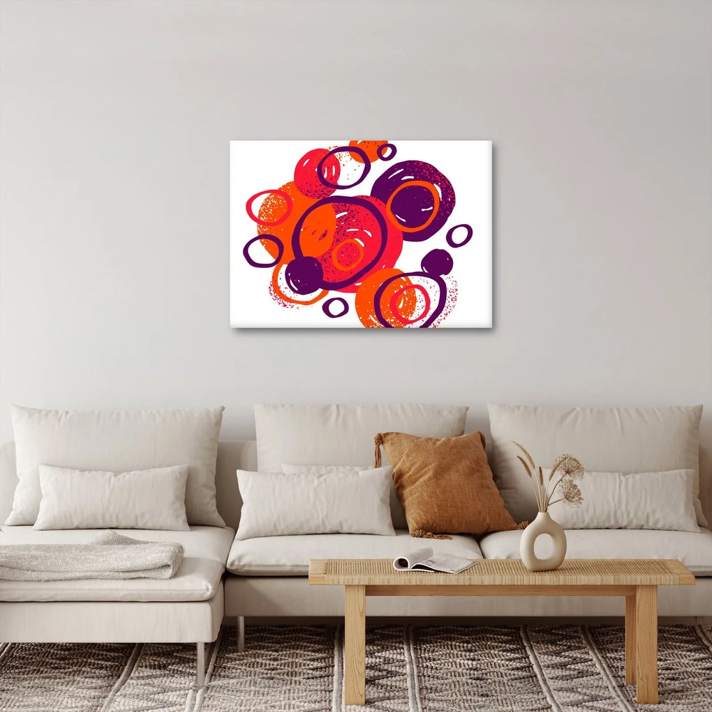 Kép - Motívum körökkel meleg színekben (70x50 cm)