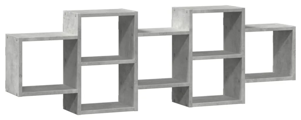 betonszürke szerelt fa fali polc 129 x 18 x 42 cm