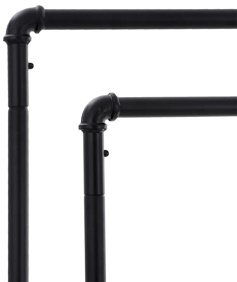 Két ágú gurulós ruhatartó állvány, fekete