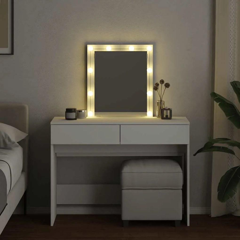 fehér fésülködőasztal LED-del 100 x 40 x 130 cm