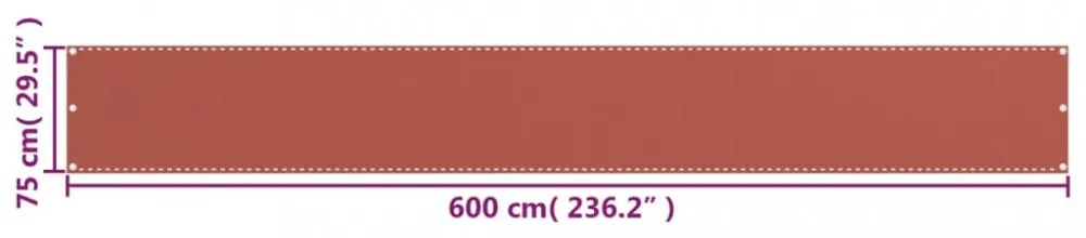 terrakotta HDPE erkélytakaró 75 x 600 cm