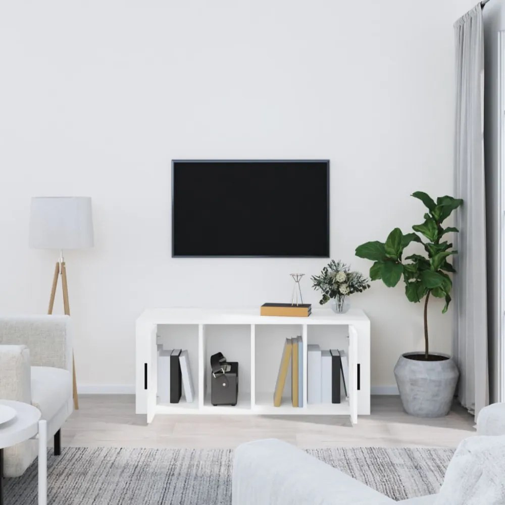 fehér szerelt fa TV-szekrény 100 x 35 x 40 cm