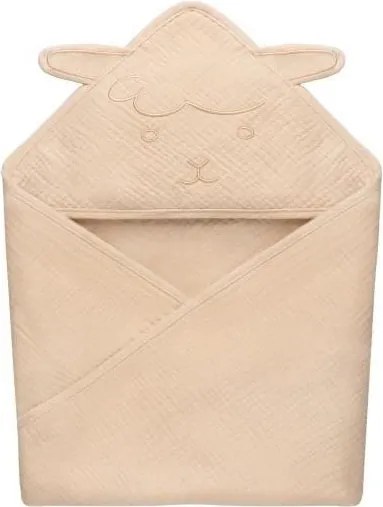 Lionelo - Muszlin kapucnis babatörölköző, bézs (Sand)