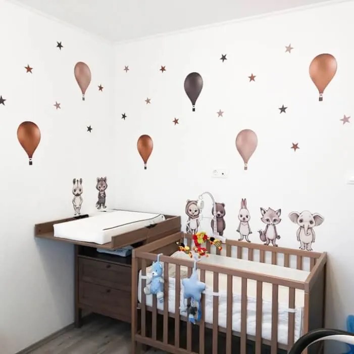 INSPIO Hőlégballon falmatrica állatkákkal