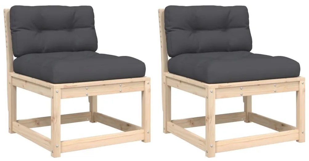 2 db tömör fenyőfa kerti kanapé párnával