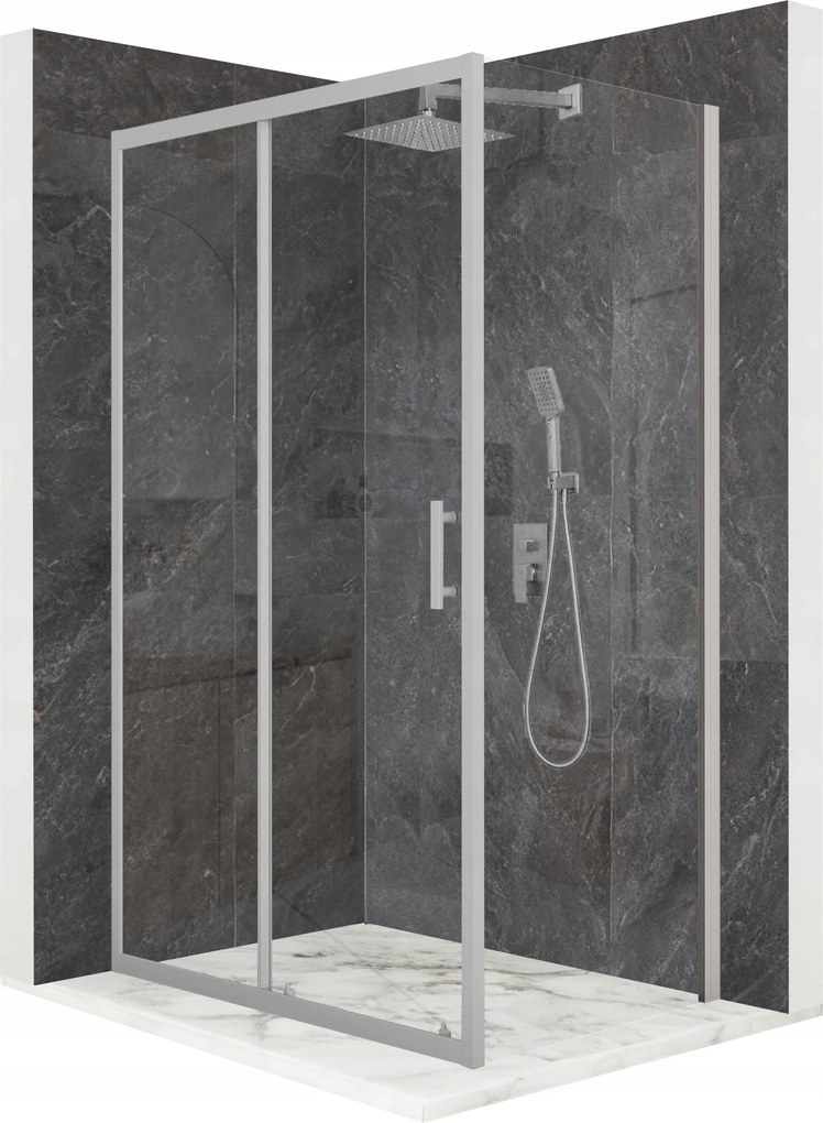 Zuhanykabin 100x90cm tolóajtó króm üveg Esg 6mm bevonat