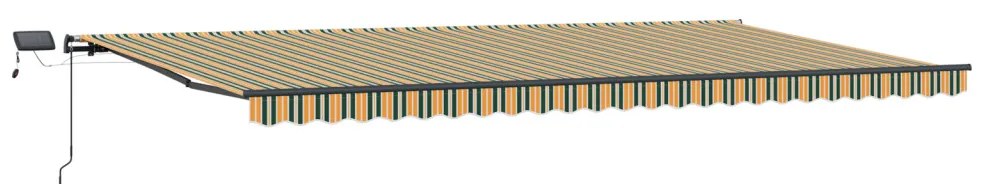 Kézi Behúzható Napellenző LED-del Zöld és sárga 600x300 cm