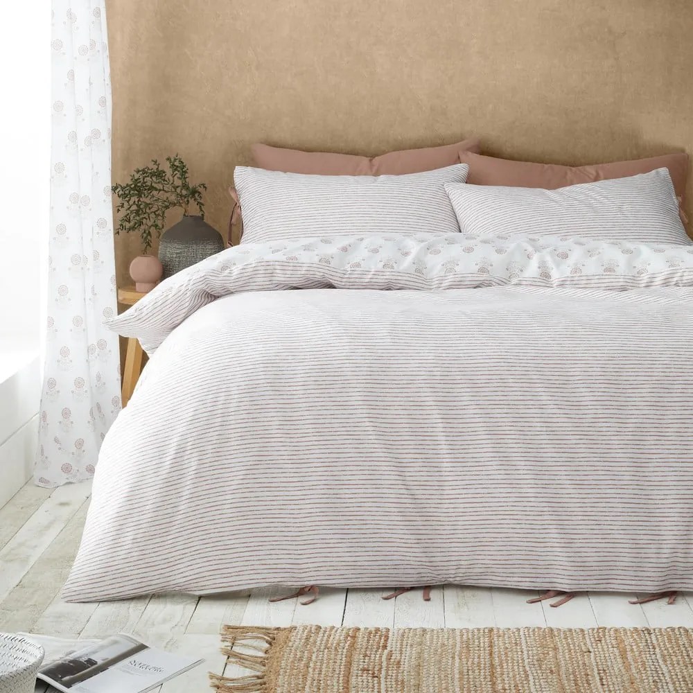 Fehér kétszemélyes ágyneműhuzat 200x200 cm Woodblock Floral – Pineapple Elephant