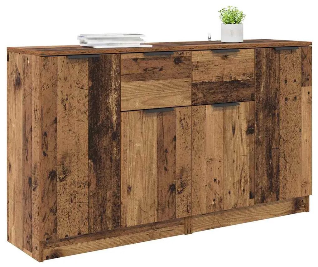 Oldalszekrények fiókkal 2 pcs Öreg fa 60 x 30 x 70 cm Faanyag