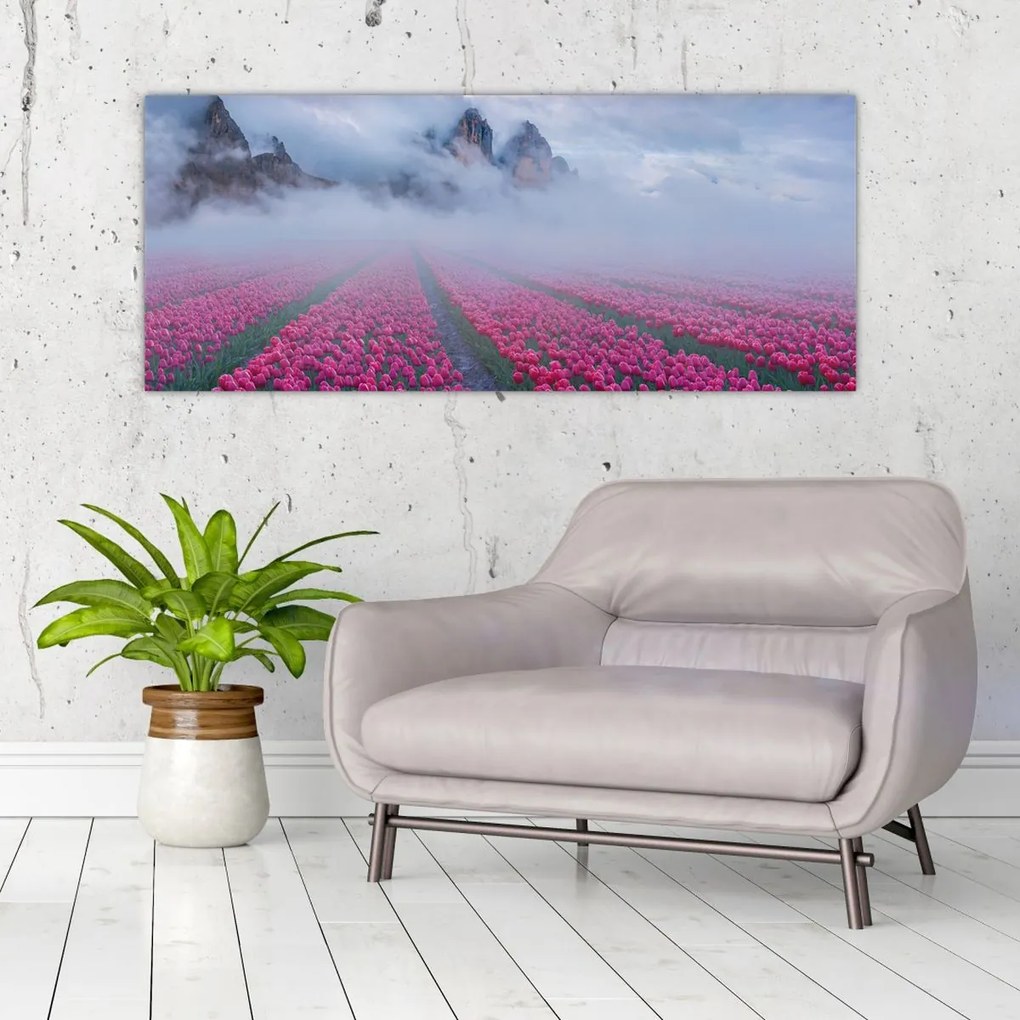 Kép - Tájkép tulipánmezőkkel (120x50 cm)