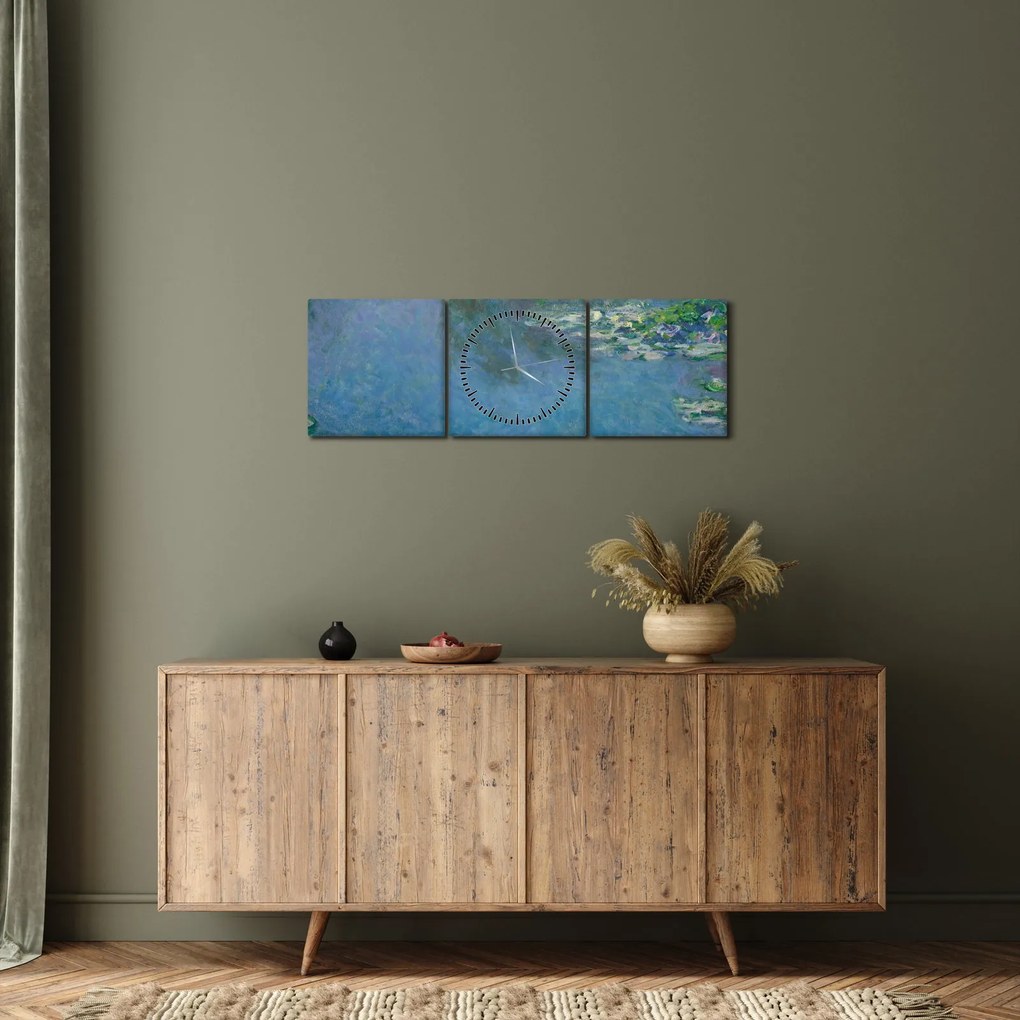Kép - Claude Monet, Water Lilies, reprodukciók (órával) (90x30 cm)