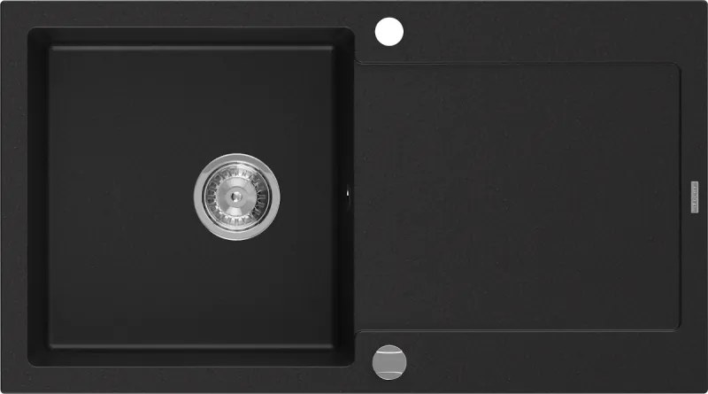Mexen Leo gránit mosogató 1 tálcás csepegtetővel 900 x 500 mm, fekete, krómozott szifon - 6501901010-77