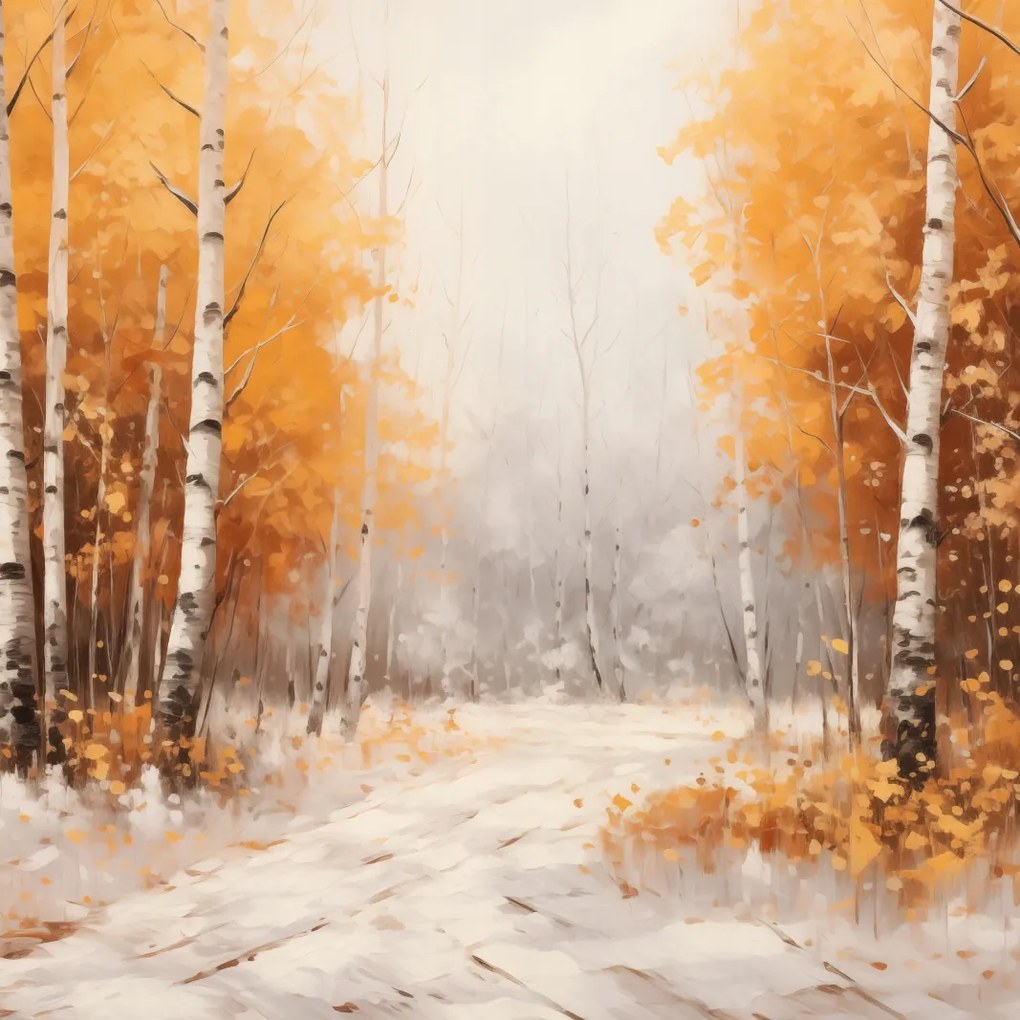 Poszter 90x90cm Őszi nyírfák