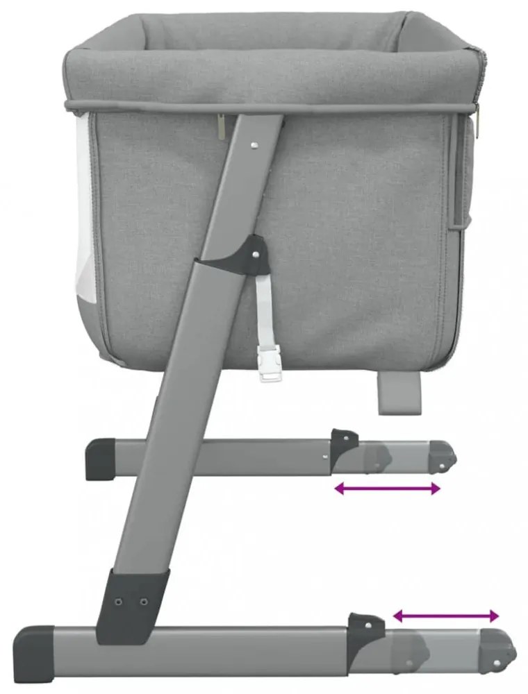 vidaXL világosszürke vászonszövet babaágy matraccal