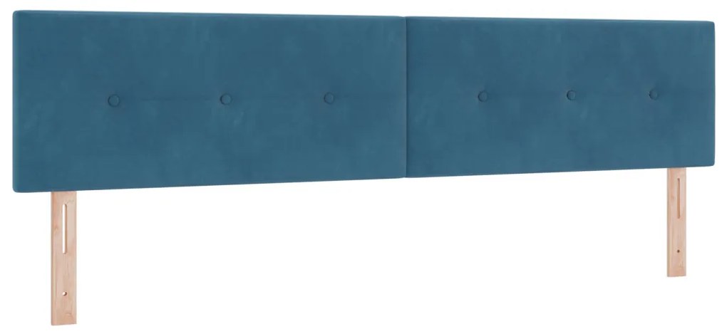 Boxspring Ágy Matrac & LED Sötét Kék 200x200 cm Bársony