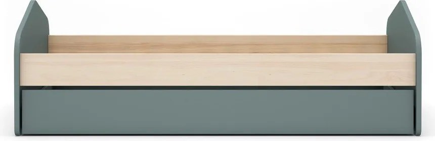 Natúr színű-szürkészöld ágyneműtartós gyerekágy kihúzható pótággyal ágyráccsal 90x200 cm borovi fenyő dekorral Estefania – Marckeric