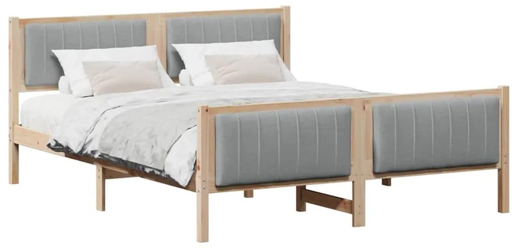 Ágykeret Barna és világosszürke 160 x 200 cm Tömör fenyőfa