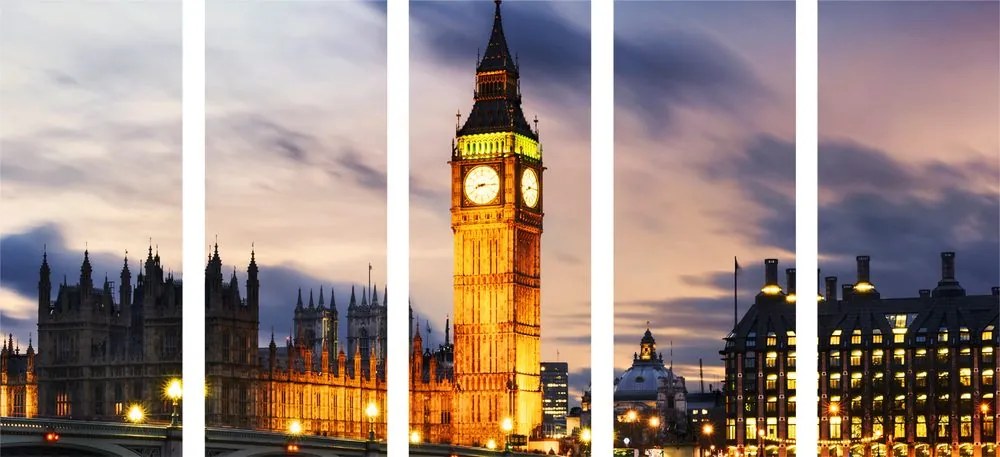 5-részes kép éjjeli Big Ben Londonban