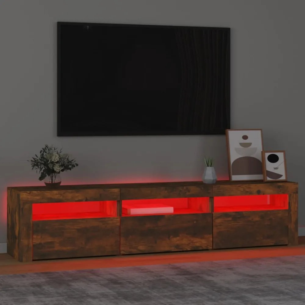 füstös tölgy színű TV-szekrény LED-világítással 180x35x40 cm