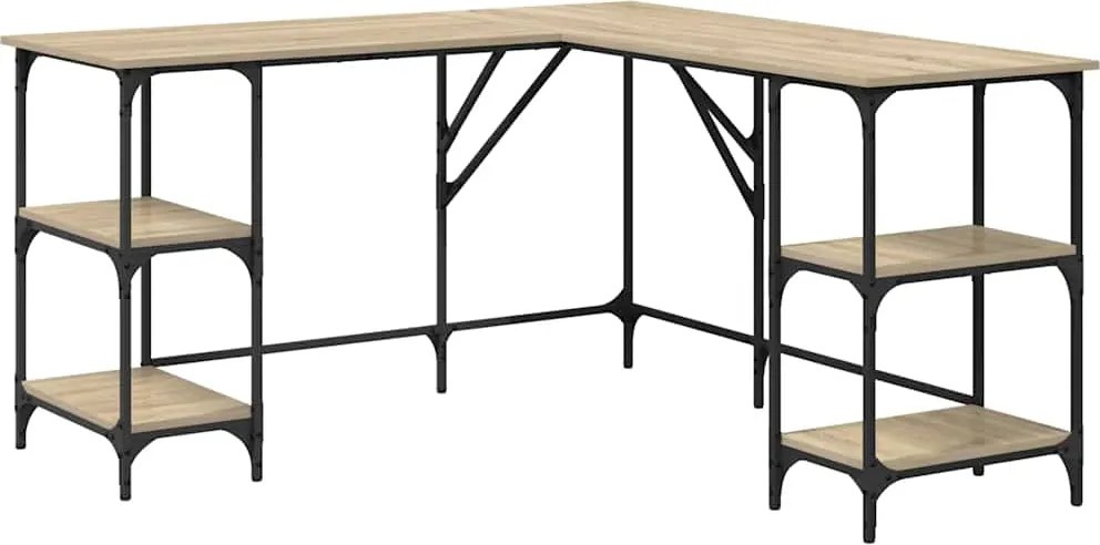 vidaXL sonoma tölgy színű mű fa íróasztal 139x139x75 cm