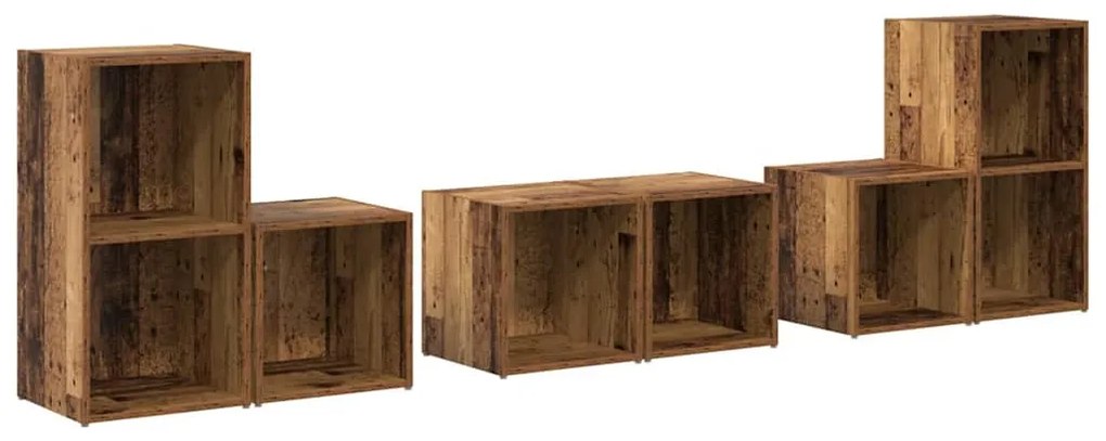 TV Szekrény Szett 6 pcs Öreg fa 37 x 35 x 72 cm Faanyag