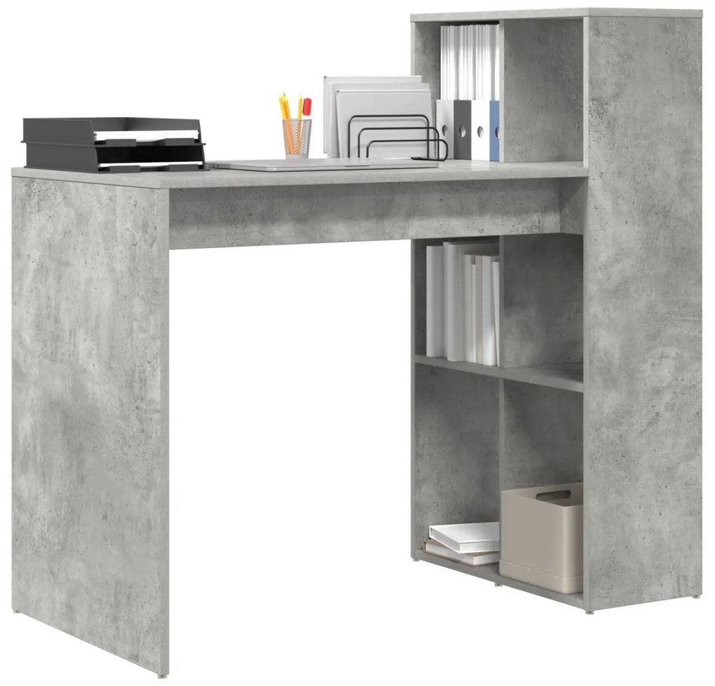 Íróasztal Beton szürke Mérnöki fa betonfelülettel Közepes