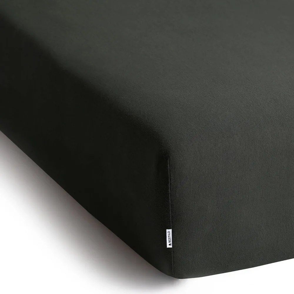 Sötétszürke gumis jersey lepedő 200x200 cm Amber – Restilo