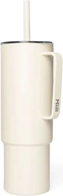 1 literes termosz bögre autóba szívószállal, nagy Miir All Day Straw Cup, bézs színű