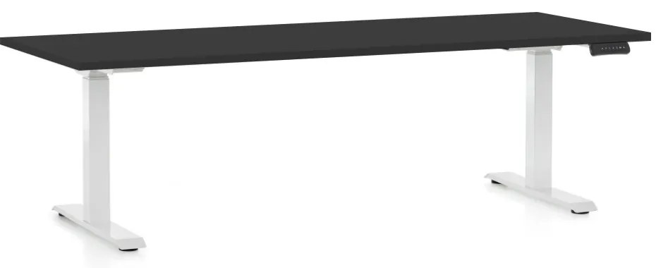 Állítható magasságú asztal OfficeTech D, 200 x 80 cm, fehér alap, fekete