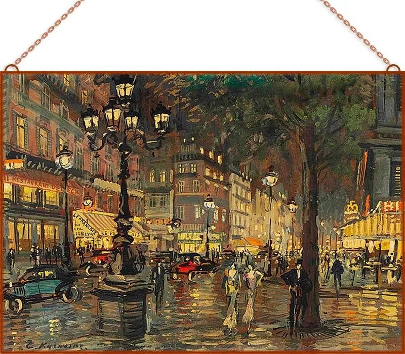 Korovin - A night in Paris üvegkép, falikép