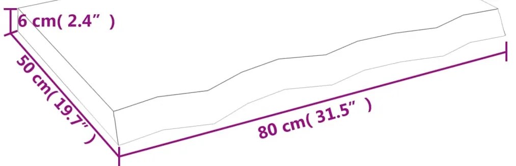 sötétbarna kezelt tömör fa fürdőszobai pult 80x50x(2-6) cm