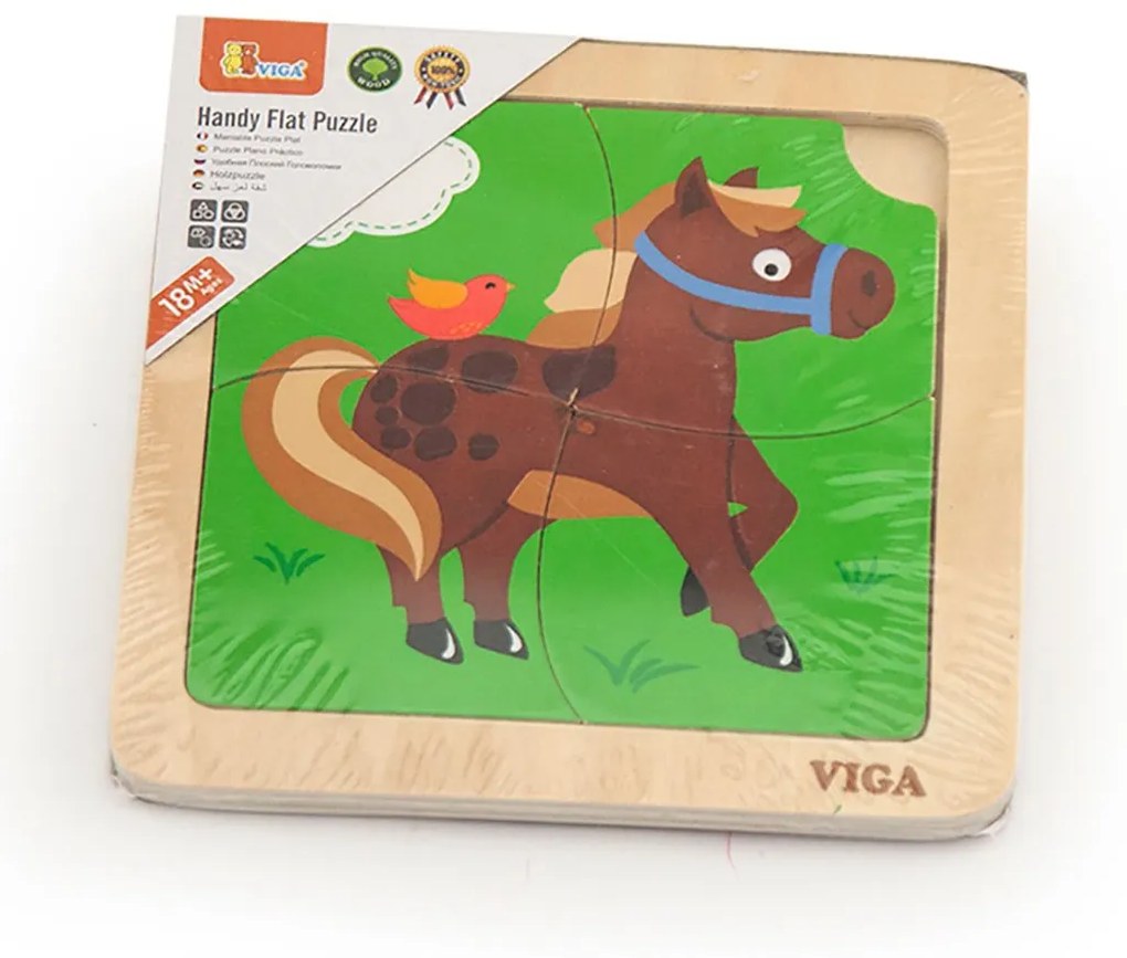 Fa képes kirakó puzzle Viga 4 db lovacska