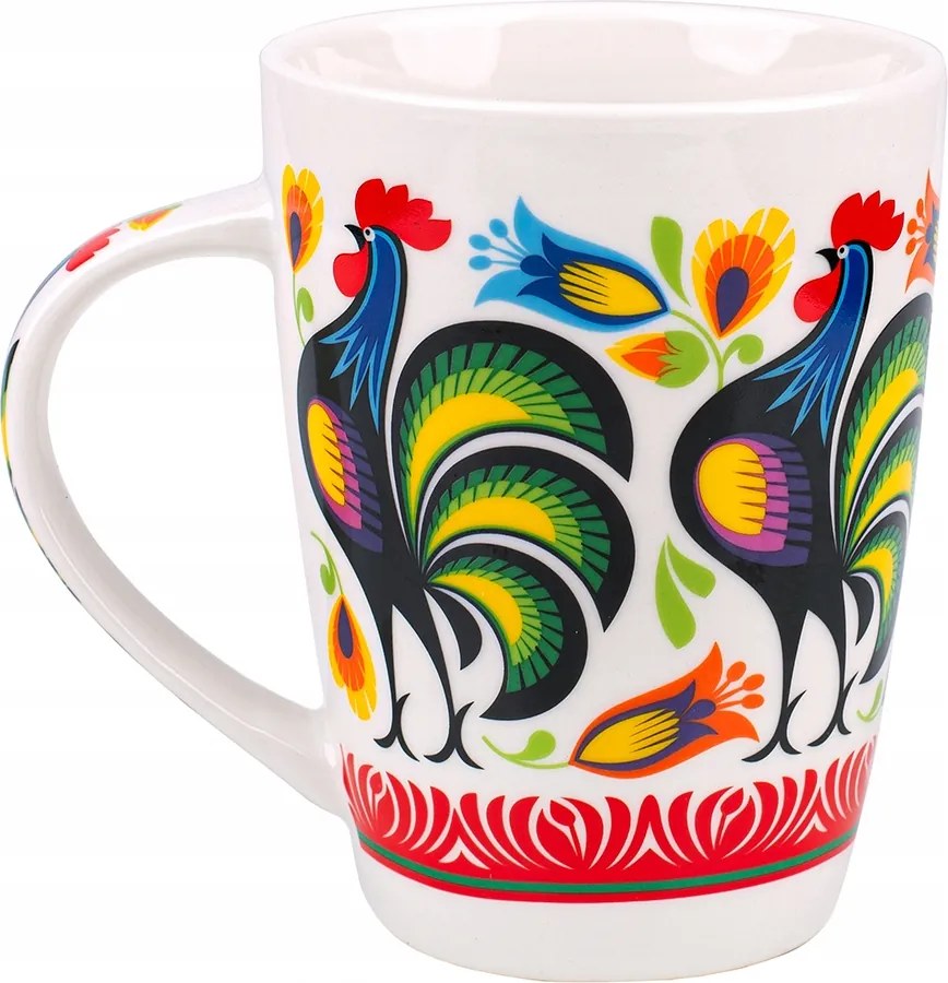 Nagy bögre "Jacek", 420 ml – koguty mintával, porcelana