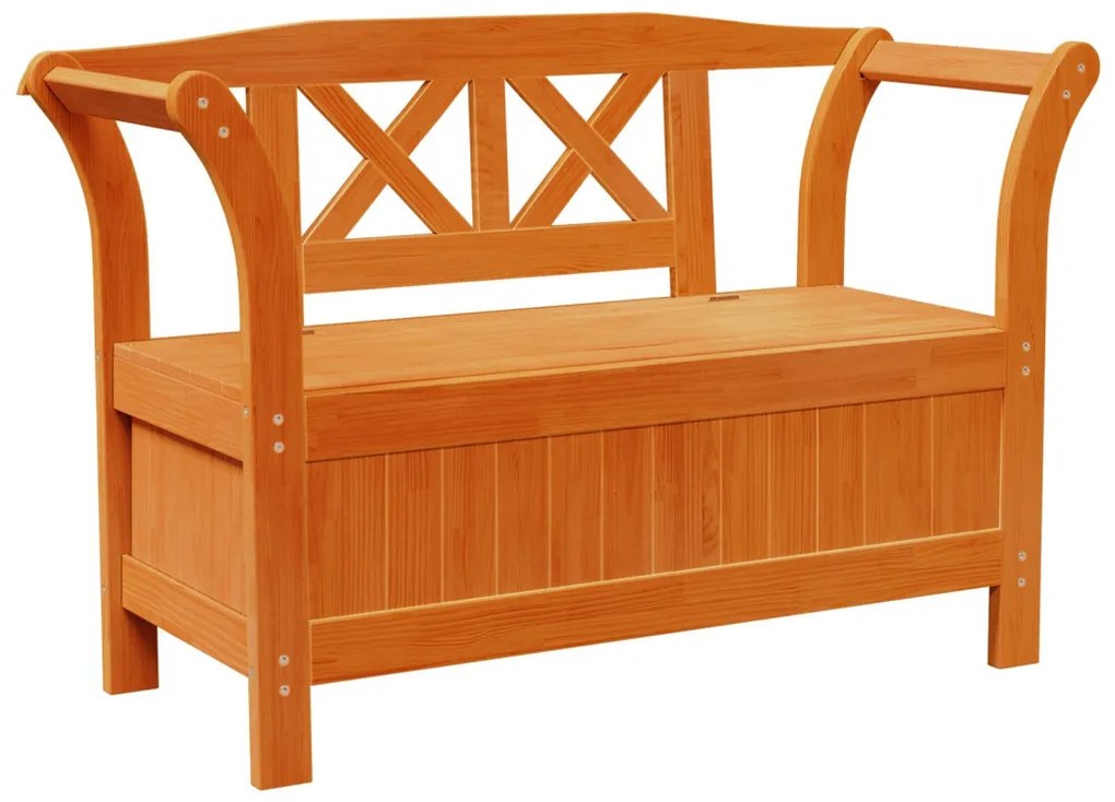 Kerti Tároló Pad Barna 119 x 76 x 44cm Tömör fenyőfa